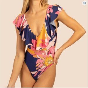 Trina Turk Breeze Ruffle One-Piece Swimsuit NWT